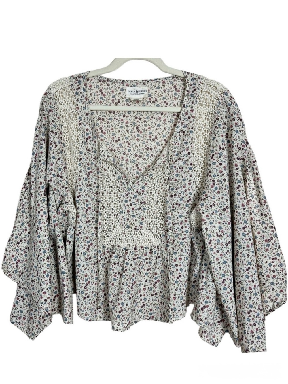 Denim & Supply Ralph Lauren Floral Bell Sleeve Blouse Top Size Small